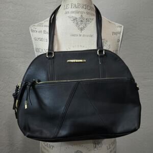 Steve Madden Black Faux Leather Satchel Tote Bag Purse